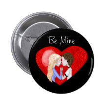 Kissing Couple (in heart) Pin