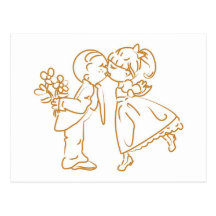 Kissing Couple Sketch Postcards
