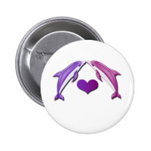 Kissing Dolphins Button
