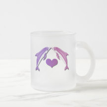 Kissing Dolphins Frosted Mug