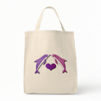 Kissing Dolphins Grocery Bag bags