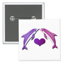 Kissing Dolphins Square Button buttons