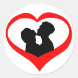 Kissing Heart Round Stickers