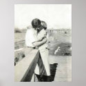 Kissing on bridge poster posters