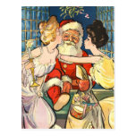 Kissing Santa Claus Postcard