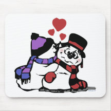 Kissing Snowman Mousepad