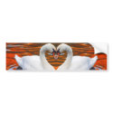 Kissing Swans in Love, Heart Shape Necks bumper stickers