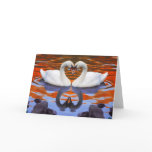 Kissing Swans in Love, Heart Shape Necks Greeting Card