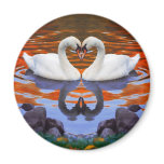 Kissing Swans in Love, Heart Shape Necks magnets