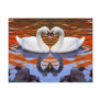 Kissing Swans in Love, Heart Shape Necks Post Card