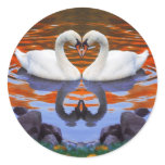 Kissing Swans in Love, Heart Shape Necks stickers