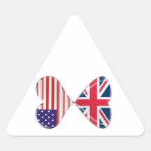 Kissing USA and UK Hearts Flags Art Stickers