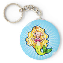 Kissy Bubble Cute Mermaid Custom Keychain