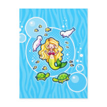 Kissy Bubble Cute Mermaid Custom Postcard