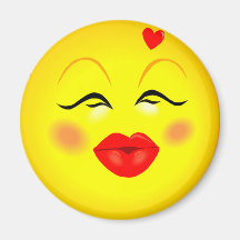 Kissy Face Smiley Girl Fridge Magnets