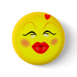 Kissy Face Smiley Girl Pin buttons