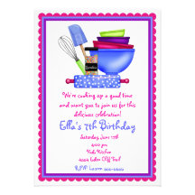Kitchen Cooking Birthday Invitations