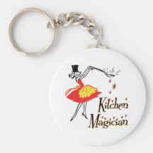 Kitchen Magician Retro Cooking Art Keychain