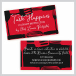 kitchen utensils chef catering business card red business cards