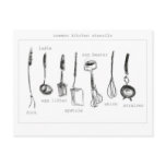 Kitchen utensils postcards
