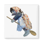 Kitchen Witch Riding Spoon magnet