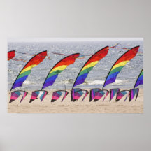 Kite Festival against the Lake Michigan shoreline. Posters