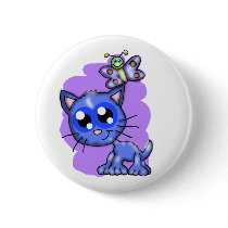 Kitten and Butterfly Button