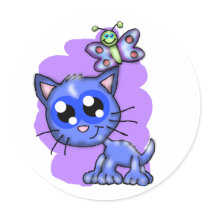 Kitten and Butterfly Sticker