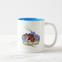 Kitten Hugs a Yarn Pillow Coffee Mug