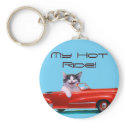 Kitten in a Red Convertible keychains