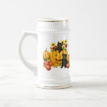 kitten in pumpkin gold trim stein coffee mug