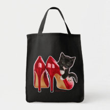 Kitten in Stilettos Tote Bags