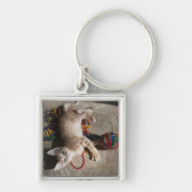 Kitten Playing With Yarn Keychains
