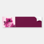 KITTEN WITH ROSES ,Pink Fuchsia White Bumper Stickers