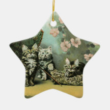 Kittens and Blossoms Christmas Ornament