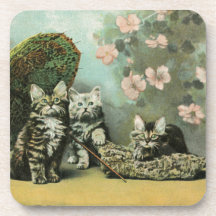 Kittens and Blossoms Coaster