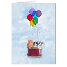 Kittens Hot Air Balloon Greeting Card
