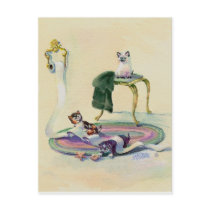 KITTENS in the BATHROOM by SHARON SHARPE Postcard