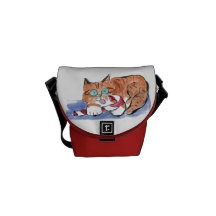 Kitties & Candy Cane Courier Bag