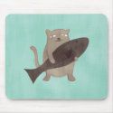 Kitty and His Fish mousepads