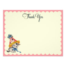 Kitty Birthday  |   Flat Thank You Notes Personalized Announcement