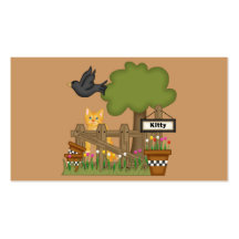 Kitty Cat In the Garden Business Card Template