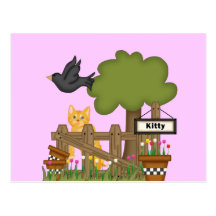 Kitty Cat In the Garden Post Card
