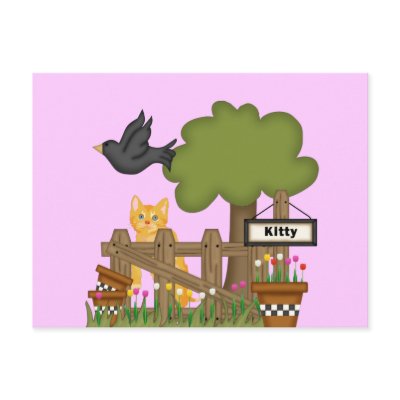 Kitty Cat In the Garden Post Card
