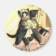 Kitty Cat Wedding Fridge Magnet