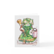 KITTY CLEANS UP NOTECARD BY ARA ARTIST CUSTOMIZEIT