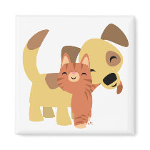 Kitty & Doggy cartoon magnet