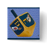 kitty dreidel pinback buttons