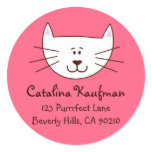 Kitty in Pink Address Labels Round Sticker