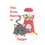 Kitty Playing with Gumballs Round Stickers